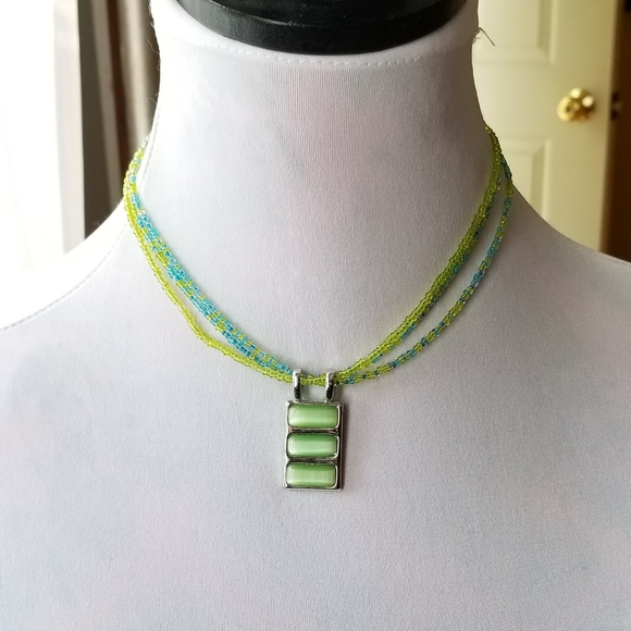 Lia Sophia Summer Sea necklace blue silver green - Picture 5 of 13